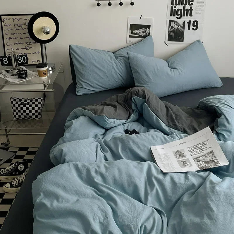 طقم مفروشات قطنية DecorBites™ مع غطاء لحاف وملاءة وغطاء وسادة