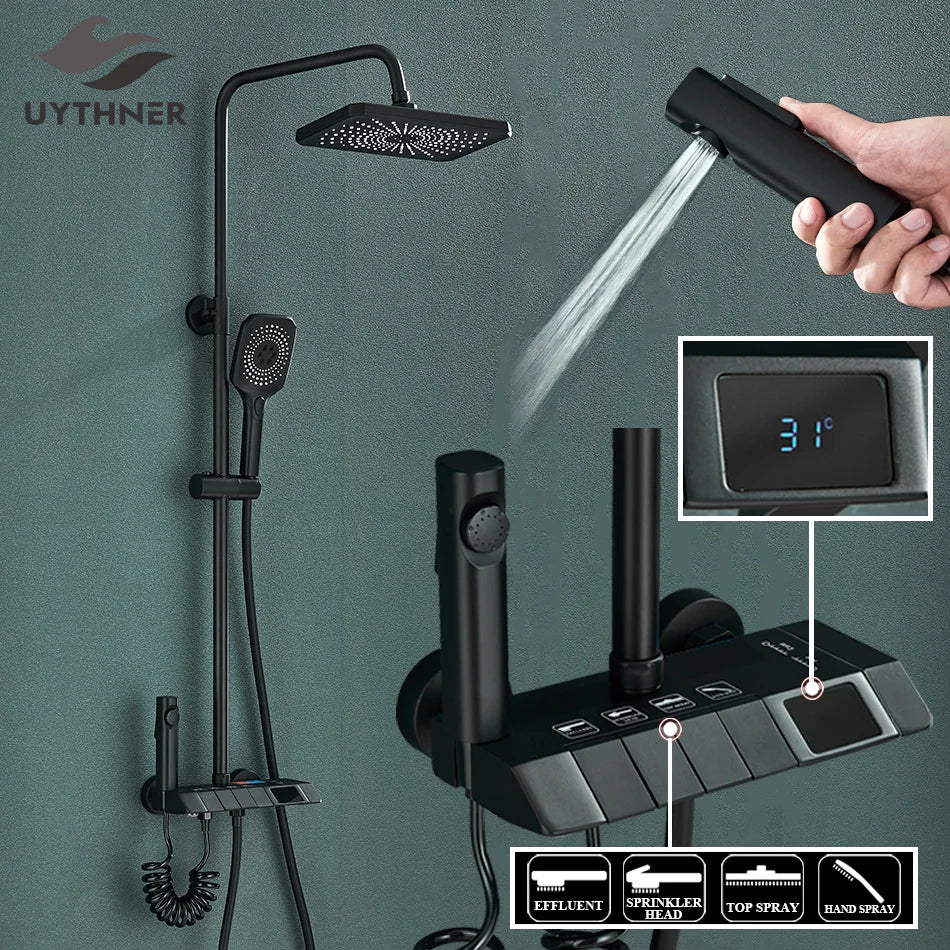 DecorBites™ Digital Rainfall Shower System Mixer Set 4-way Bathroom Faucets Kit