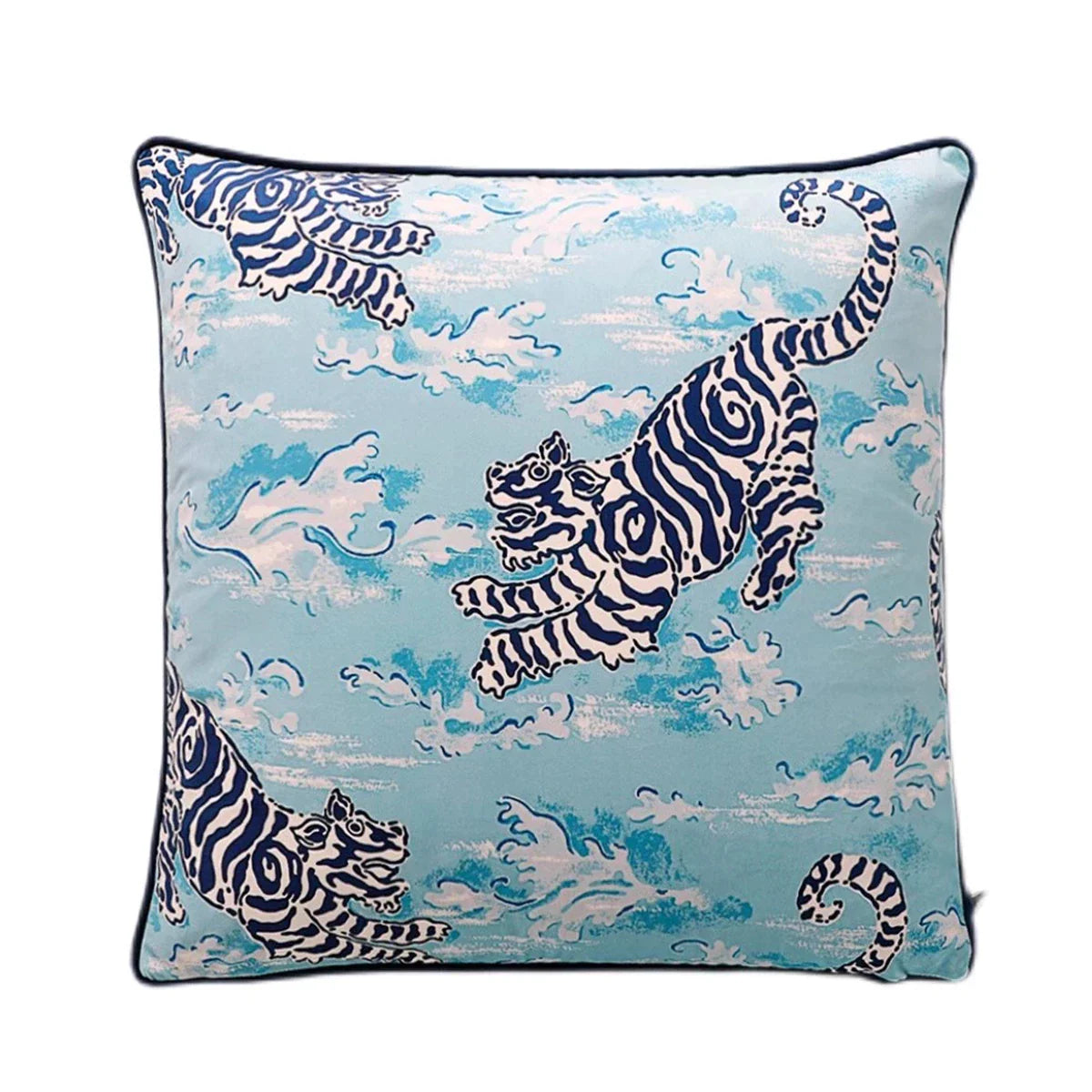 DecorBites™ Chinoiserie Zebra & Peonies Cushion Cover with Tassels