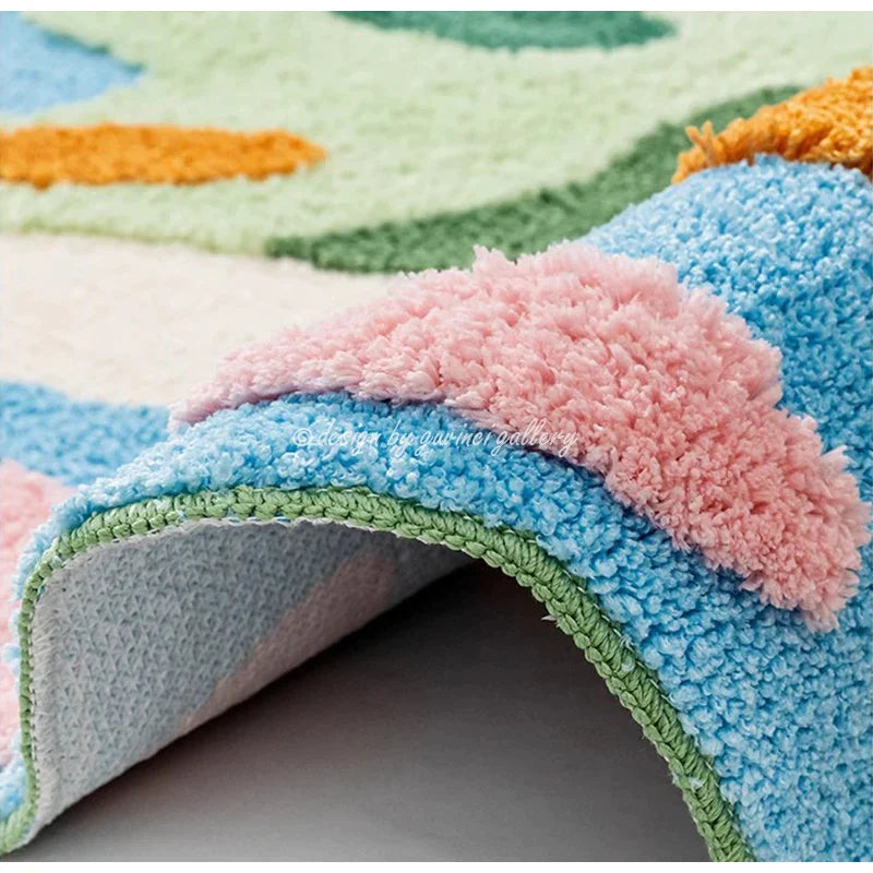 Alfombra DecorBites™ Luxe 3D de musgo tejida a mano - Alfombra irregular para habitación infantil