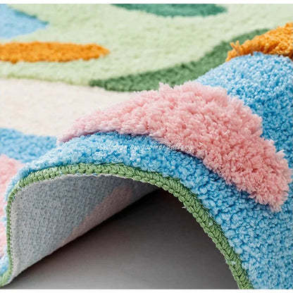 Alfombra DecorBites™ Luxe 3D de musgo tejida a mano - Alfombra irregular para habitación infantil