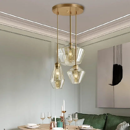 DecorBites™ Glass Chandelier: Amber Pendant Lights for Dining, Living Room, Bedroom, Hotel, Cafe