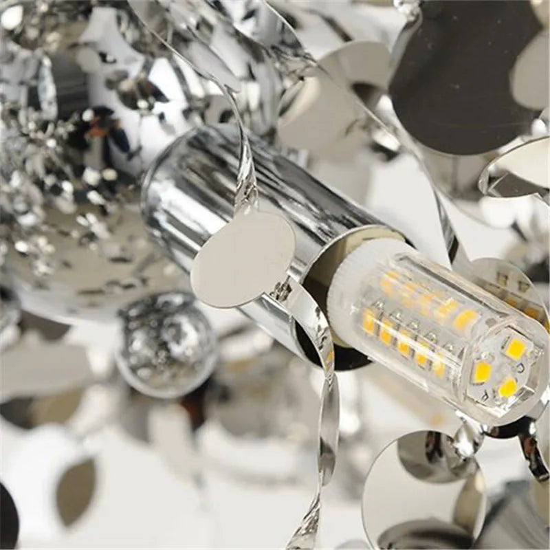 DecorBites™ Leaf Chrome Ceiling Chandelier for Living Room, Bar, or Balcony Lighting