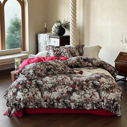 DecorBites™ 1000TC Egyptian Cotton Floral Bedding Set: Duvet Cover, Flat/Fitted Sheet, Pillowcase