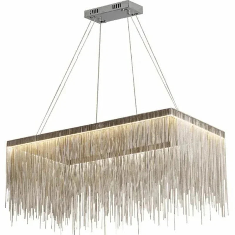 Lámpara de Araña de Borla de Aluminio LED Decorbites™: Luz Moderna Regulable para Sala de Estar, Hotel, Salón