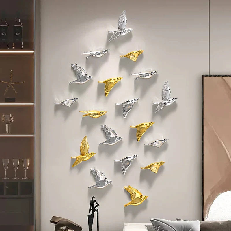 DecorBites™ Estatua de pájaro 3D de resina para decoración de pared en habitación infantil - Figura decorativa de animal