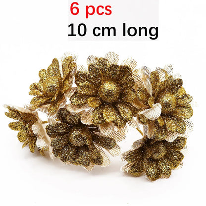 DecorBites™ Gold Hybrid Flower Cherry Stamen Berries Bundle for DIY Decor