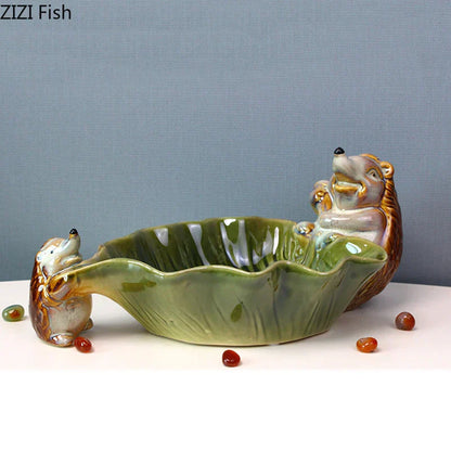 DecorBites™ Ceramic Leaf Decor Tray: Elegant Tableware, Fruit Snack Candy Storage Bowl