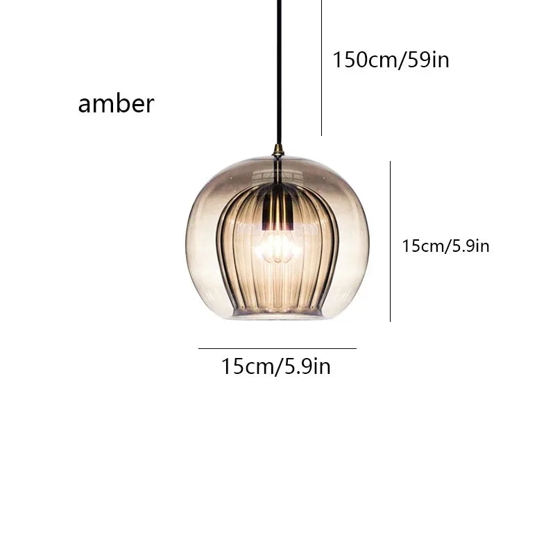 Nordic Glass Pendant Light in Amber or Clear
