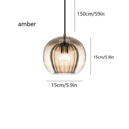 Nordic Glass Pendant Light in Amber or Clear