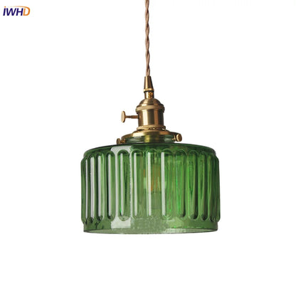 DecorBites™ Green Glass LED Pendant Light: Nordic Modern Hanging Lamp for Dining & Bedroom