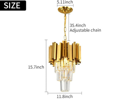 DecorBites™ Golden Crystal Ceiling Light for Modern Living Room and Dining Room