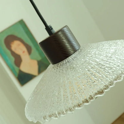 DecorBites™ Japan Style Wood LED Pendant Light Fixture Clear Glass Adjustable Hanging Lamp