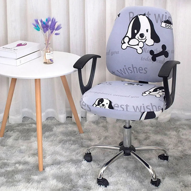 Decobites Printed Spandex Chair Cover: Universal Office Chair Protector for Comfort and Style