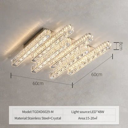 DecorBites™ Crystal Liner Ceiling Chandelier: Modern Luxury Dimmable LED Lighting Fixture