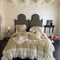 Decobites Romance Lace Ruffles Bedding Set 4Pcs, 200x230cm, Princess Wedding Theme