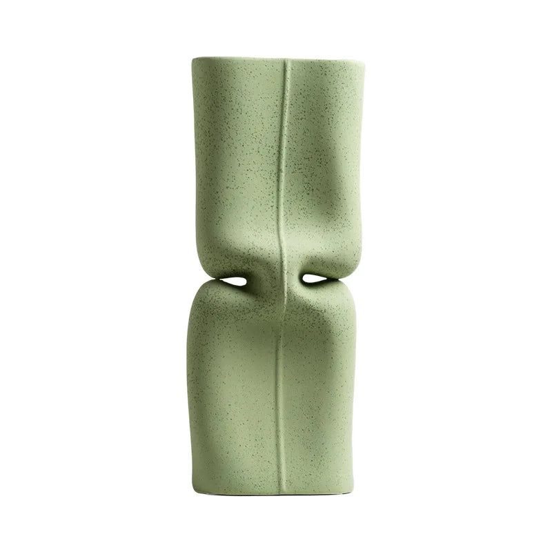 DecorBites™ Green Hollow Ceramic Vase for Home Decor and Flower Arrangements