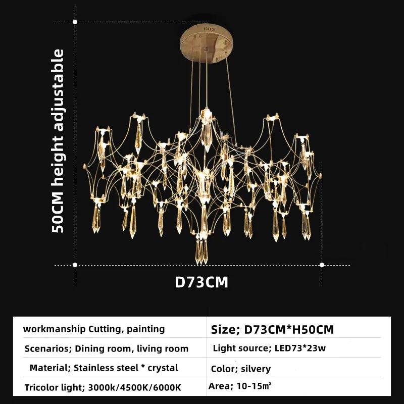 DecorBites™ Crystal Chandelier Ceiling Pendant Light for Living Dining Bedroom Home Lighting