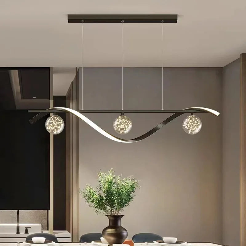 Lámpara colgante tipo araña con bola de cristal LED DecorBites™ para sala de estar y comedor modernos