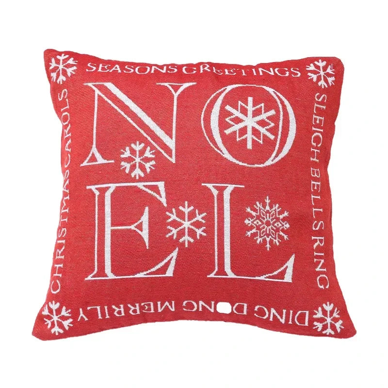 DecorBites™ Christmas Elk Pillowcase 45x45cm Farmhouse Red Letter Design