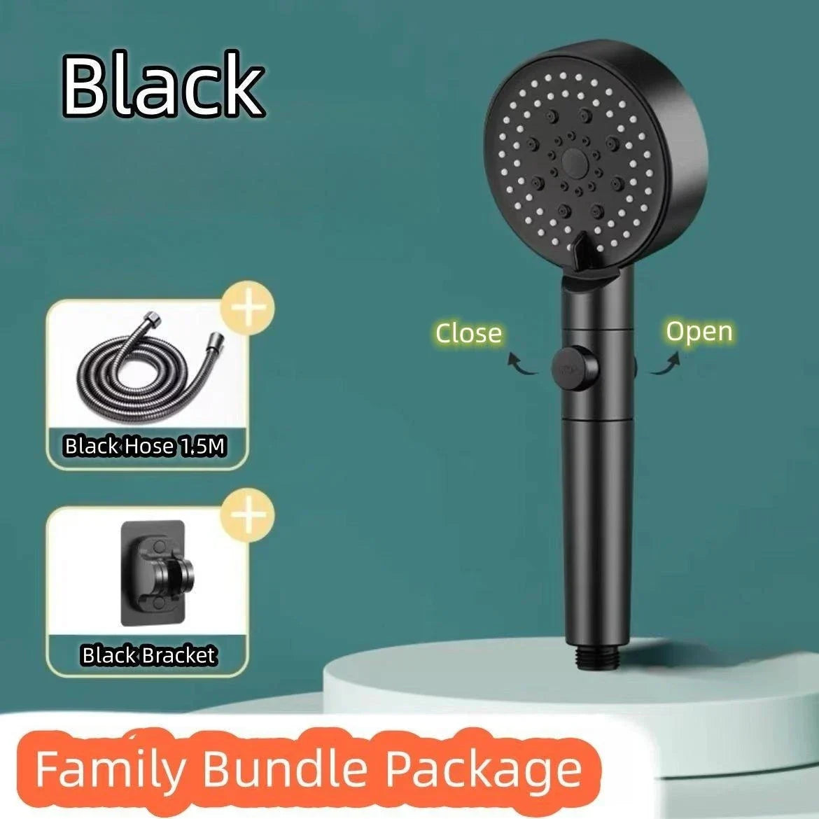 DecorBites™ High Pressure 5 Modes Round Shower Head Set for Bathroom Accessories