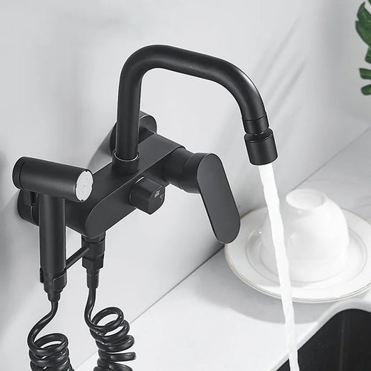 Matte Black Kitchen Faucet Wall Mounted