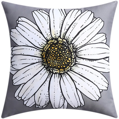 غطاء وسادة أزرق مزهر من DecorBites™ مقاس 45×45 سم للديكور المنزلي العصري وأريكة المكتب