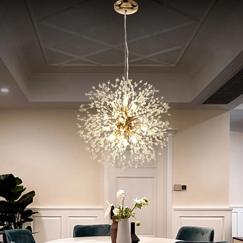 Modern Sky Star Fireball Crystal Pendant LED Lighting Dandelion Restaurant, Living Room Pendant, Bar Art Danish Luminaire