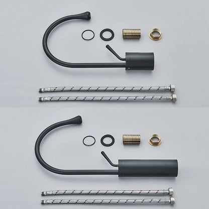 Grifo alto DecorBites™ Gold, mezclador giratorio de cascada de 360° para lavabo de baño