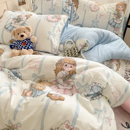 طقم لحاف قطني مريح مطبوع عليه رسوم متحركة من DecorBites™ للبالغين