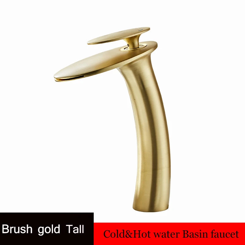 Waterfall Basin Faucet Black Bathroom