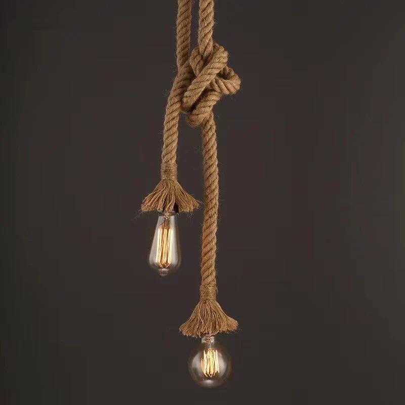 DecorBites™ Hemp Rope Pendant Lights for Kitchen Cafe Bar Decor by Loft E27 Rope Light Base