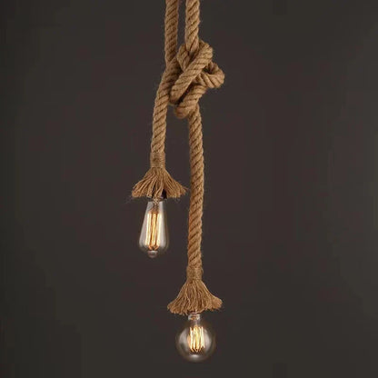 DecorBites™ Hemp Rope Pendant Lights for Kitchen Cafe Bar Decor by Loft E27 Rope Light Base