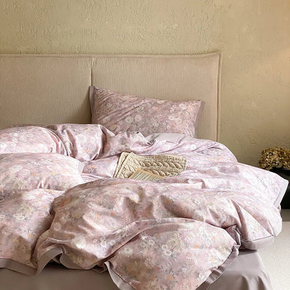 DecorBites™ Egyptian Cotton Bedding Set: Queen King Ru Size Print Duvet Cover Sheet Pillowcase