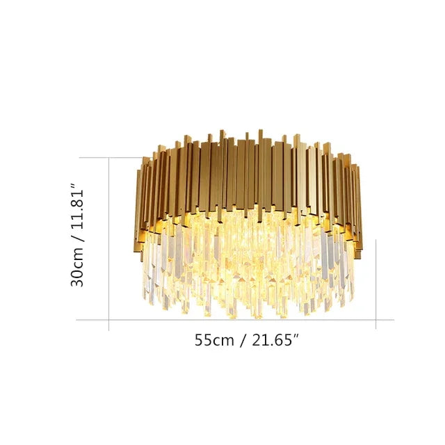 DecorBites™ Golden Stainless Steel Crystal Chandelier: Modern Round LED Light for Dining Room