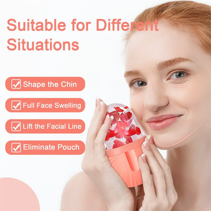 DecorBites™ Beauty Ice Cube Tray and Facial Roller Massager Skin Care Tool