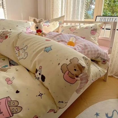 DecorBites™ Cartoon Printed Cotton Quilt Cover Set - Soft, Breathable, Colorfast Bedding