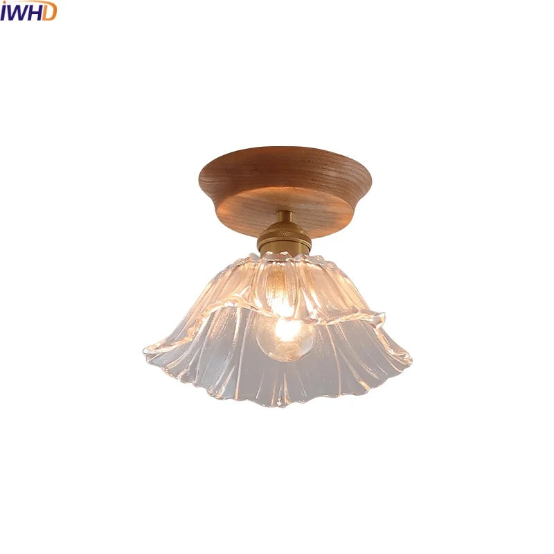 DecorBites™ Glass Wood LED Ceiling Lamp for Home Lighting and Decoration