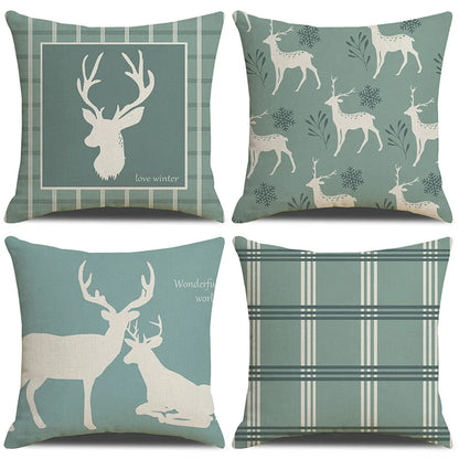 DecorBites™ Deer Grid Line Pillowcase 45x45cm Nordic Linen Cushion Cover for Modern Home