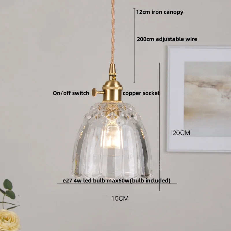 DecorBites™ Brass Glass LED Pendant Lights: Modern Nordic Hanging Lamp for Home Decor