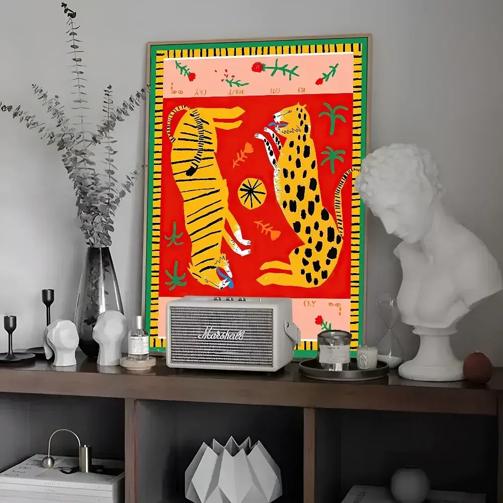 Decorbites™ Buntes Tiger- und Leoparden-Vintage-Poster-Wandkunst
