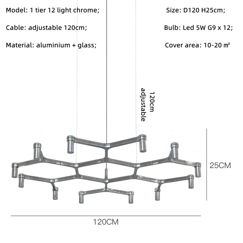 Lámpara de araña DecorBites™ Crown Major: Iluminación LED moderna y lujosa para cocina, hotel y sala de estar