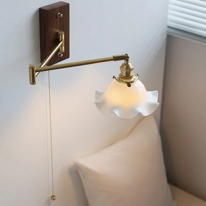 DecorBites™ Ceramic LED Wall Light with Copper Arm, Modern Design, Up Down Lampshade