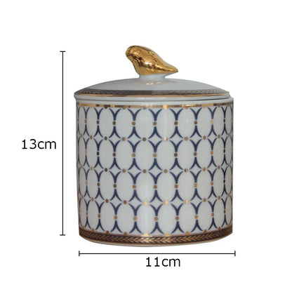 DecorBites™ Gold Plated Ceramic Storage Jar with Candle Cup Cosmetic Containers Desk Decoration