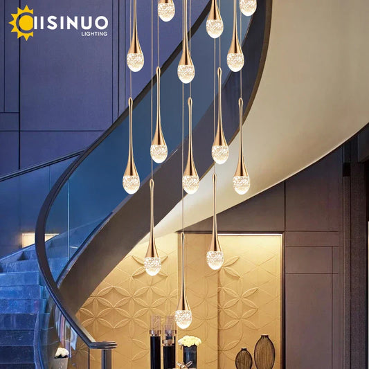 Lámpara de araña de cristal DecorBites™ para escaleras, ideal para una decoración de lujo en el hogar.