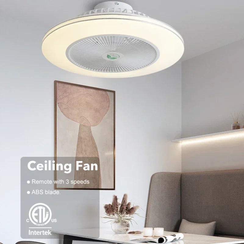 DecorBites™ Invisible Blade LED Ceiling Fan Light, Modern Decor for Living Room & Bedroom.