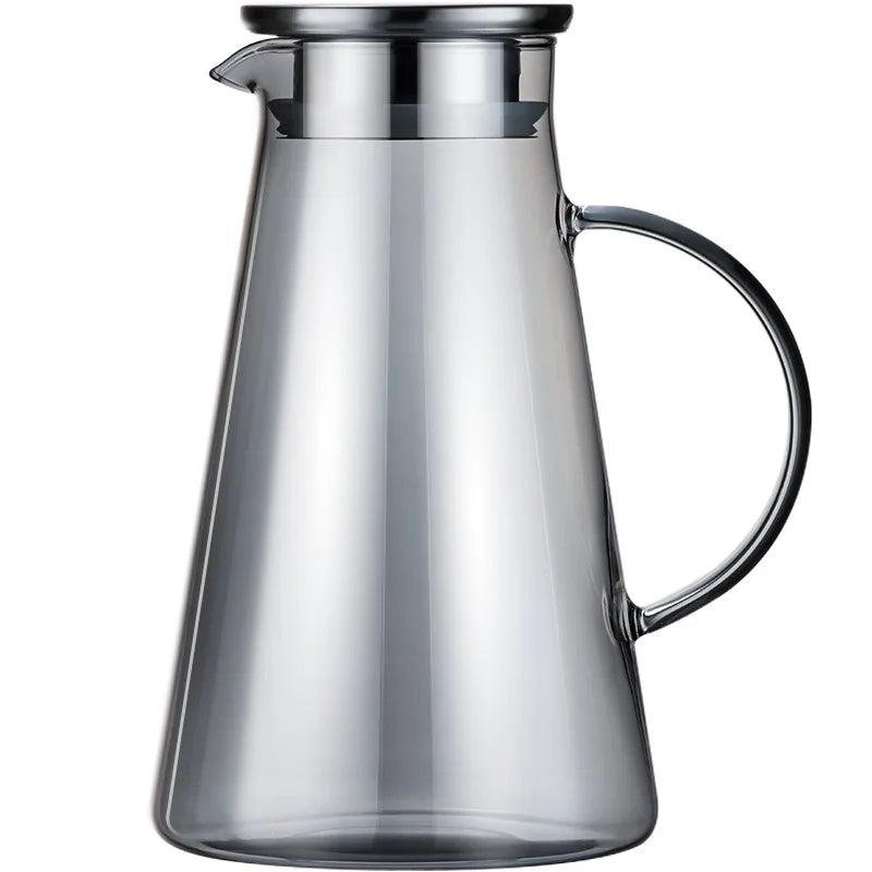 DecorBites™ Gray Glass Water Pitcher Cold Hot Kettle Juice Jug 1900ml