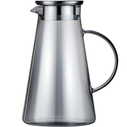 DecorBites™ Gray Glass Water Pitcher Cold Hot Kettle Juice Jug 1900ml