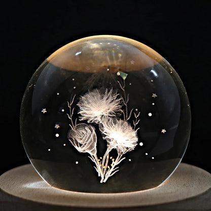 Caja de música con bola de cristal DecorBites™: Proyección de luz giratoria, regalo ideal para cumpleaños y San Valentín