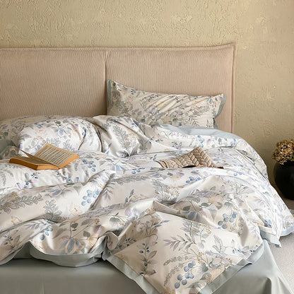 DecorBites™ Egyptian Cotton Bedding Set: Queen King Ru Size Print Duvet Cover Sheet Pillowcase